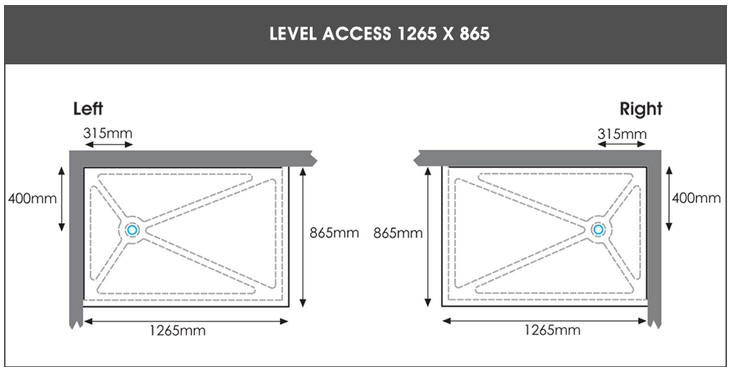 1265mm x 865mm Level Access shower tray by EASA